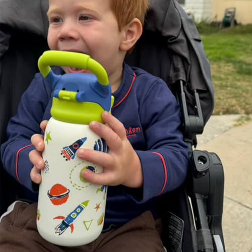 BOTTLE BOTTLE Kids Insulated Water Bottle with Straw Lid and Handle 16 oz Stainless Steel Vacuum Tumbler Water Bottles for School Outdoor Travel Gifts for Boys and Girls Astronaut - color: Astronaut