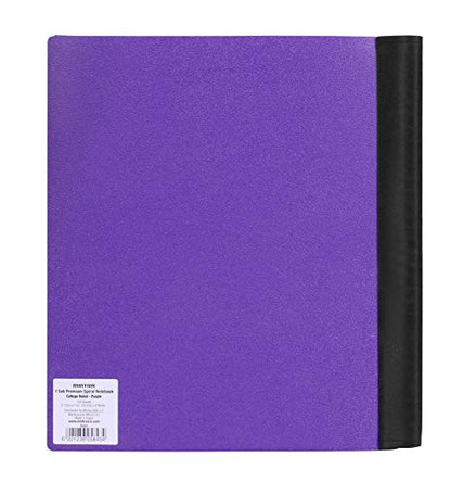 Mintra Office Durable PREMIUM Spiral Notebook, ((Purple, 3 Subject, 8.5in x 11in)), Fabric Covered Coils, No Snags, Removable Adjustable Pocket Dividers, Ruler, Organization, Customizable - color: Purple, size: 3 Subject (8.5in x 11in)