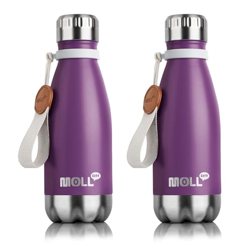 9 oz Small Water Bottle for Kids - Stainless Steel Vacuum Insulated Water Bottle for School-Cola Shape Sports Water Flask Leak Proof (Dark Purple) - color: Dark Purple 2Pack, size: 9 Ounces