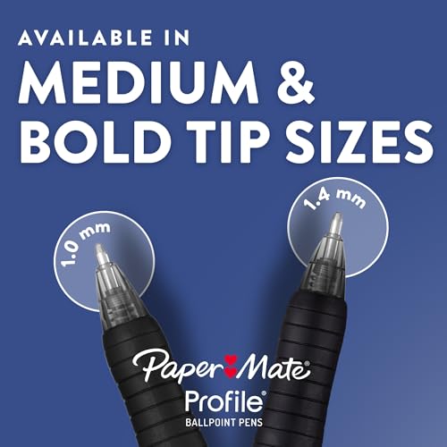 Paper Mate Profile Retractable Ballpoint Pens, Bold Point (1.4mm), Assorted Ink Colors, 16 Count