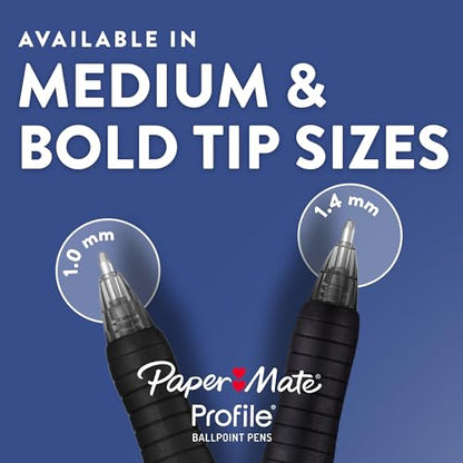 Paper Mate Profile Retractable Ballpoint Pens, Bold Point (1.4mm), Assorted Ink Colors, 16 Count