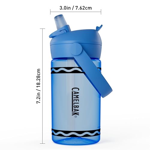 CamelBak Crayola Flip Straw Kids Water Bottle with Bite Valve, Tritan Renew Design for School and Everyday Use, 14oz, Cerulean - color: Cerulean