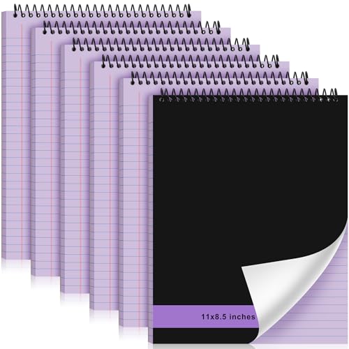 Resurhang 6 Pcs Legal Pad Top Spiral Bound Notebook 70 Sheets Double Sided College Ruled Paper Notepad Memo Steno Pad with Stiff Cover for Business College(8.5 x 11 Inches,No Holes,Purple) - color: Purple, size: 8.5 x 11 Inches, style: No Holes