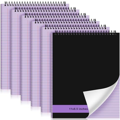 Resurhang 6 Pcs Legal Pad Top Spiral Bound Notebook 70 Sheets Double Sided College Ruled Paper Notepad Memo Steno Pad with Stiff Cover for Business College(8.5 x 11 Inches,No Holes,Purple) - color: Purple, size: 8.5 x 11 Inches, style: No Holes