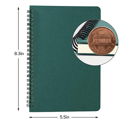 EUSOAR Hardcover Spiral Lined Subject Notebook, A5 160 Pages 1pcs 5.5"X8.3" College Ruled Travel Writing Notebooks Journal, Memo Notepad Sketchbook, School Office Business Diary Spiral Book Journal - color: Dark green, size: 1 Pack
