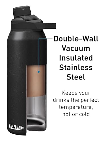 CamelBak Chute Mag Vacuum Insulated Stainless Steel Water Bottle, Magnetic Leak‑Resistant Cap for Everyday Hydration - color: Black, size: 20 Ounces