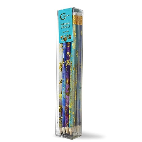 Channie's No. 2 HB 4 Gold Leaf Pencils Set of 12 - Fun Wooden Pencils with Colorful Abstract Patterns - Cute Desk Accessories - style: No. 2 HB Gold Leaf Pencils Set of 12