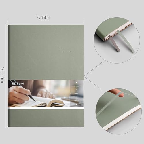 EMSHOI Dotted Journal Notebook, 192 Numbered Pages, B5 Size (7.5'' x 10'') | 100 GSM Thick Paper, Leather Softcover, Dot Grid, for Journaling, Planning, Tracking & Sketching (Green) - color: Green, style: Dotted