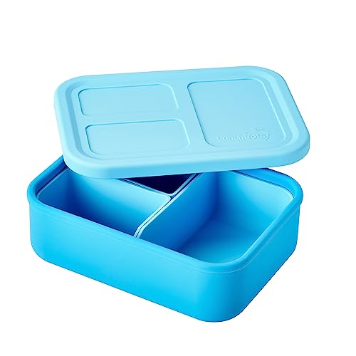 LunchBots Build -a- Bento Lunch Box, Silicone Bento Box for Kids, Multi-Compartment Lunch Container, Oven & Dishwasher Safe, BPA Free, 28 oz - Light Blue - color: Solid Blue