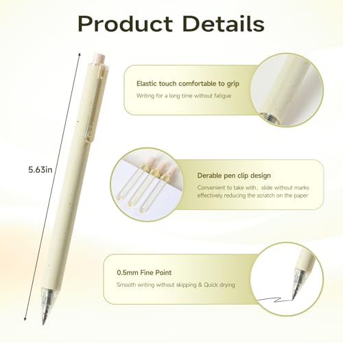 Aesthetic pens Black Ink Pens Cream Pen Fine Point Smooth Writing Pens, High-End Series Pens for Journaling Note Taking, Cute Office School Supplies Gifts for Women Men - color: 25 Beige Black Ink