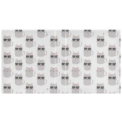 Fustylead Hand Draw Lovely Cat Wearing Sunglasses 3 Ring Binder, D-Rings 1.5" Hardcover Folder, Fits 200 Sheets of A4 Paper, Durable Clipboard & Clean View with Inside Pockets for School Home Office - size: 12.4x10.63x2.36 Inch-1 Pack