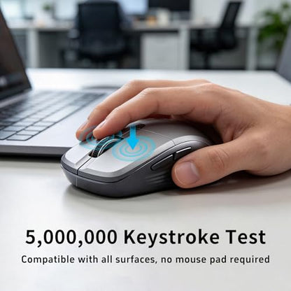 Small Wireless Ergonomic Computer Mouse for Laptop PC Desktop Chromebook | Silent Cordless Mice with Side Buttons, USB Receiver, 1000/1600/2400 DPI, Quiet Click, for Small to Medium-Sized Hands - Grey