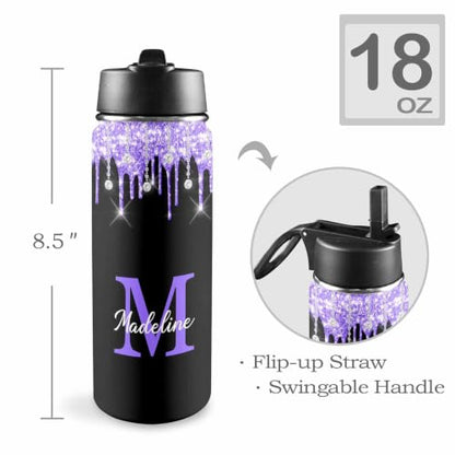 MyPupSocks Custom Water Bottle for Boys Girls Adults, Customized Kids Water Bottle for School, Personalized Stainless Steel Water Bottle with Name, 18oz Insulated Water Bottle with Straw Lid - color: Color 95