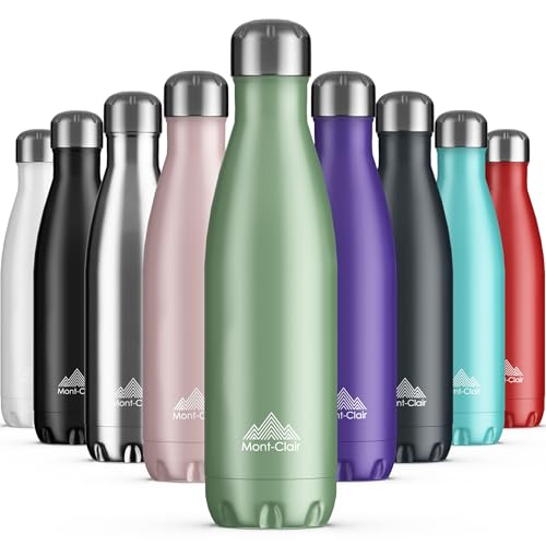 Mont-Clair Stainless Steel Water Bottle, Vacuum insulated - BPA Free, 12h Hot & 24h Cold Drinks, Metal Water Bottle 17 oz Leakproof, Ideal for Adult, Kids, Running - Summer Green - color: Summer Green, style: 17 Ounces