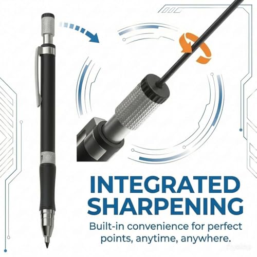 2.0mm Mechanical Pencil Set with Case: 4 packs Pencil include 2 Cases of 2.0mm Color Lead Refills HB Lead, Kneaded Standard Erasers, Ruler for Drawing Sketching School(4pc 2.0mm)