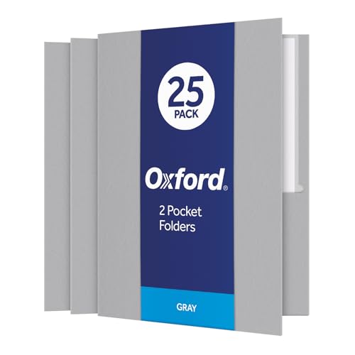 Oxford Twin-Pocket Folders, Textured Paper, Letter Size, Gray, Holds 100 Sheets, Box of 25 (57505EE) - color: Gray, size: 25 Count (Pack of 1)