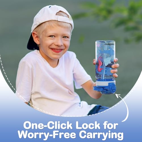 Kids Water Bottle for School, 16 Oz Plastic Straw Water Bottle with Silicone Spout and Leakproof Cover, Dishwasher Safe (Marine Animals) - color: Marine Animals, size: 16 Ounces