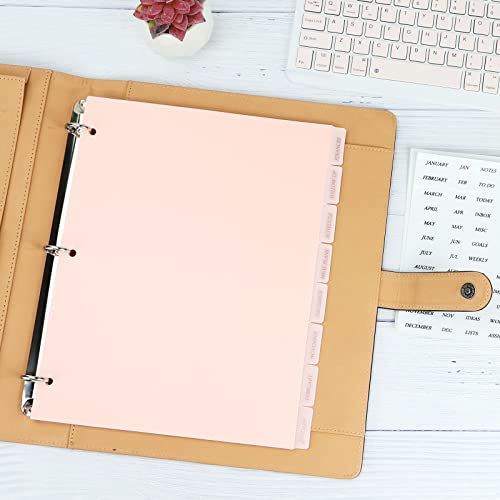Buqoo Binder Dividers with Tabs, 8 Tab Dividers for 3 Ring Binder, Pink Binder dividers, Notebook Dividers for Journal Planner 8 Sheets Per Set - color: Pink