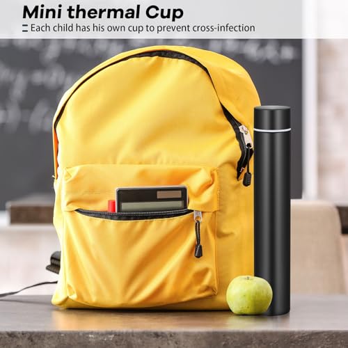 Dandat 3 Pieces Slim Insulated Water Bottle Skinny Water Bottles for Backpacks Small Mini Stainless Steel Tumbler Cup for Coffee Travel, Leakproof, 8 Oz, Black