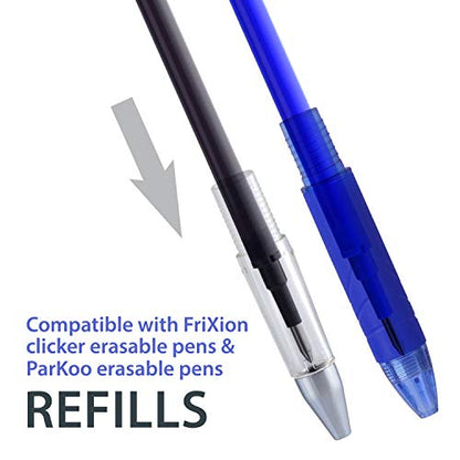 ParKoo Retractable Erasable Gel Pens Clicker Fine Point 0.7 mm, Make Mistakes Disappear, 3 Black/3 Blue Ink Pens with 4 Bonus Refills for Drawing Writing Journaling and Crossword Puzzles - color: Black Blue