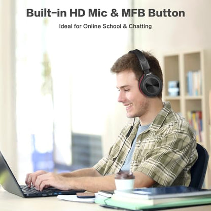 SIMOLIO Wired Headphones with Microphone & Volume Control & 3-Level Switchable Volume Limited & Share Jack & Bag, Stereo Headset for Kids Teens Adults Youth School Plane Travel Gift PC Computer Laptop