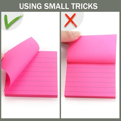 6 Pads Lined Sticky Notes 3x3 Sticky Notes with Lines Self-Stick Note Pads 6 Bright Multi Colors,100 Sheet/Pad - color: 3x3 6 Pads