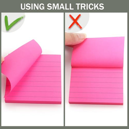 6 Pads Lined Sticky Notes 3x3 Sticky Notes with Lines Self-Stick Note Pads 6 Bright Multi Colors,100 Sheet/Pad - color: 3x3 6 Pads