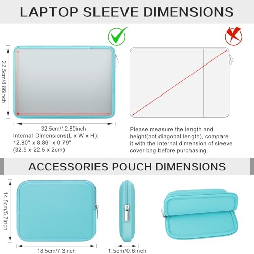 RAINYEAR 13 Inch Laptop Sleeve Compatible with 13.3" MacBook Air/Pro M1 M2 M3 M4 M5 A3449 A3240 A3113 A2681 A2338 Case Cover Bag with Front Pocket Accessories Pouch (Blue) - color: Blue, size: 13"