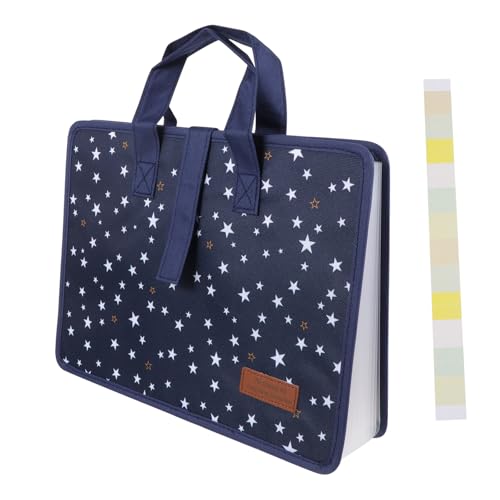 TEHAUX File Folder with Handle 13-Pocket Expanding File Organizer Waterproof Oxford Document Storage Bag for A4 Papers Receipts Cards Vouchers Home Office School Travel