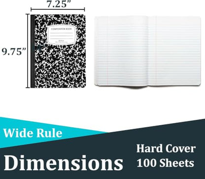 E-CLIPS USA Composition Notebooks Wide Ruled Composition Notebook Black Marble Composition Notebook 100 sheets 200 Pages (Black 48 Pack) - color: Black, size: 48 Pack