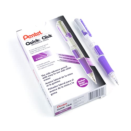 Pentel QUICK CLICK Mechanical Pencil (0.7mm), Violet Barrel, Box of 12 Pencils (PD217V) - color: Violet, size: 12 Count (Pack of 1), style: 0.7mm