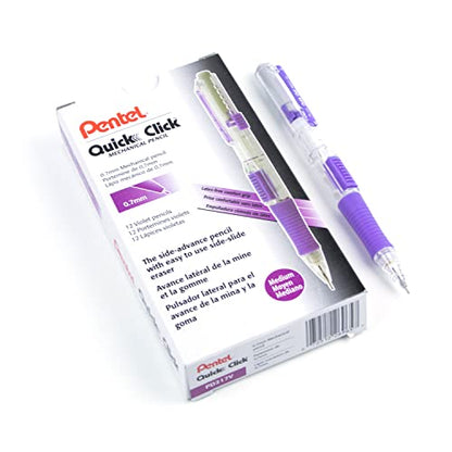 Pentel QUICK CLICK Mechanical Pencil (0.7mm), Violet Barrel, Box of 12 Pencils (PD217V) - color: Violet, size: 12 Count (Pack of 1), style: 0.7mm