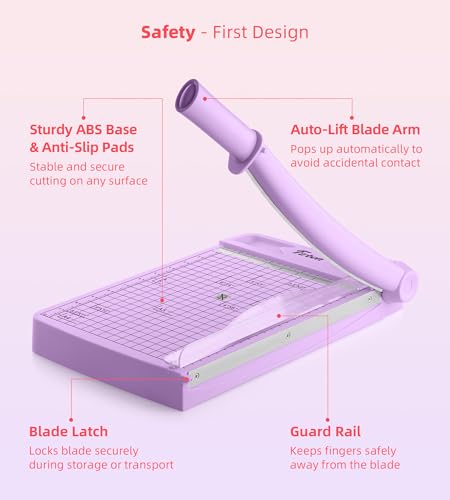 Firbon 12" Guillotine Paper Cutter, Heavy Duty 12-Sheet Capacity Trimmer for Cardstock, Photos, Scrapbooking, Office, Classroom, Studio (Purple) - color: Purple