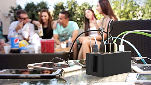 Sabrent 60 Watt (12 Amp) 10-Port [UL Certified] Family-Sized Desktop USB Rapid Charger. Smart USB Ports with Auto Detect Technology [Black] (AX-TPCS) - size: 10-Port