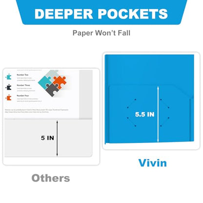 Heavy Duty Plastic Folder, 60 Pack, Pocket Folder with brads, Letter Size Poly File, Plastic Folders with 3 Prongs Fasteners - Sky Blue - color: Sky Blue, size: 60 PACK