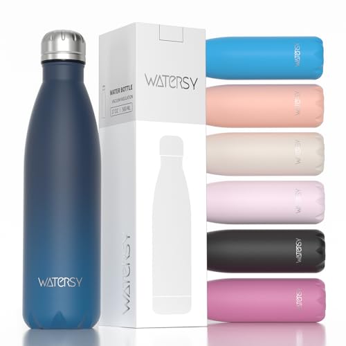 WATERSY Stainless Steel water bottles,17oz/500ml Insulated Water Bottles,Blue Green metal water bottle Keeps Drink Cold and Hot,BPA Free kids water bottles for School,Gym,Travel,Sports - color: Deux Teal