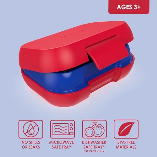 Bentgo Kids Snack Leak-Proof 2 Compartment Bento-Style Container | For Snacks & Small Meals, Easy-Open Latch, Dishwasher Safe, BPA-Free for School, Daycare, & Sports, Ages 3+ (Red/Royal) - color: Red/Royal