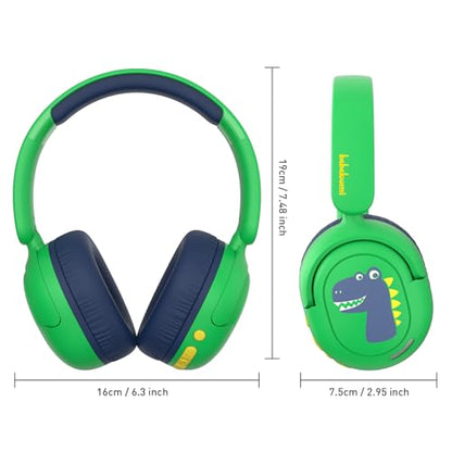 Bluetooth Kids Headphones, Wireless Headphones for Kid with Mic, 75/85/94dB Volume Limited, Includes 3.5mm Aux Cord, Foldable Dinosaur Teens Headset for School, Home, Travel, Tablet - style: Dinosaur
