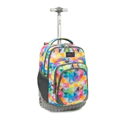 Tilami Rolling Backpack Armor Luggage School Travel Book Laptop 18 Inch Multifunction Wheeled Backpack for Kids and Students - color: Colorful Plaid