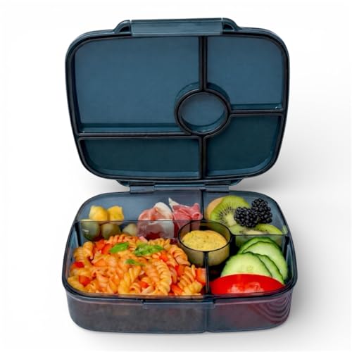 Yumbox Go Leakproof Bento Lunch Box, 5 Compartments, Charcoal Gray | Deep Portioned Tray | Removable Silicone Gasket | Lightweight Construction | Fits Most Lunch Bags | Easy-Clean Design - color: Charcoal Gray