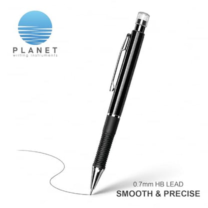 0.7mm Mechanical Pencils, 12 Pack, Smooth Writing Like a Pen, HB Lead, Comfort Grip, Built-In Eraser, Lightweight for School, Office & Drafting, Black.