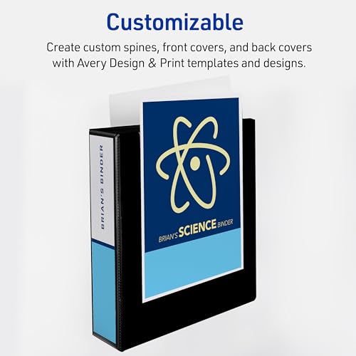 Avery Heavy-Duty View 3 Ring Binder, 2 Inch One Touch EZD Rings, 540-Sheet Capacity, 2.8 Inch Wide Spine, Customizable Clear Cover and Spine, 1 Green Binder (79683) (Pack of 6) - size: 2" (Pack of 6)