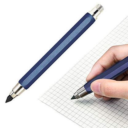 5.6mm Mechanical Pencil Lead Holder with Clip Metal Mechanical Clutch with Built-in Sharpener Automatic Graphite Pencil Lead Pencil For Construction, Draft Drawing, Crafting, Art Sketching - color: Blue 5.6mm Pencil