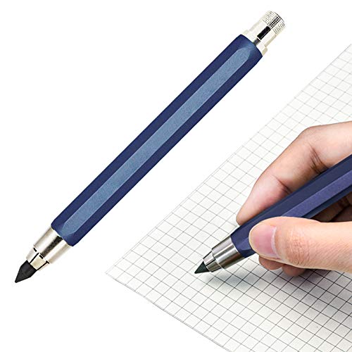 5.6mm Mechanical Pencil Lead Holder with Clip Metal Mechanical Clutch with Built-in Sharpener Automatic Graphite Pencil Lead Pencil For Construction, Draft Drawing, Crafting, Art Sketching - color: Blue 5.6mm Pencil