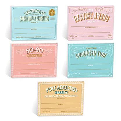 Snarky Achievement Certificate Fill in Sticky Note Pads / 6" x 4" Repositionable Office Humor Award Sticky Pads / 50 Sheets Per Pad/Set of 5 Designs/Made in USA - color: Snarky