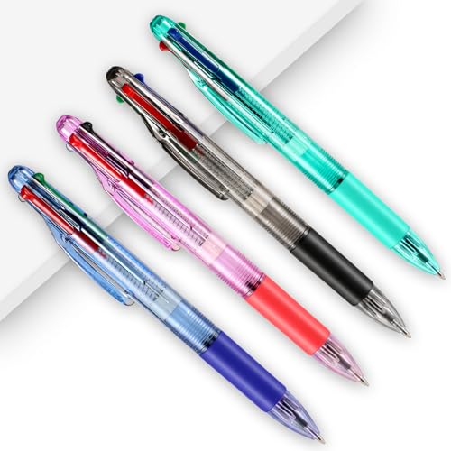 120 Pieces Basic MultiColor Pen in One 4-Color Retractable Ballpoint Pens 0.7mm Smooth Shuttle Pens For Adults Students Nurses Teacher Party Favors Goody Bag Stuffers Carnival Prizes (120)