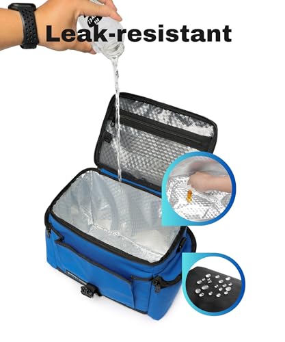 SUNNY BIRD Large Lunch Bag, Thermally Insulated Soft Cooler with Shoulder Strap for Women, Men (Blue) - color: Blue