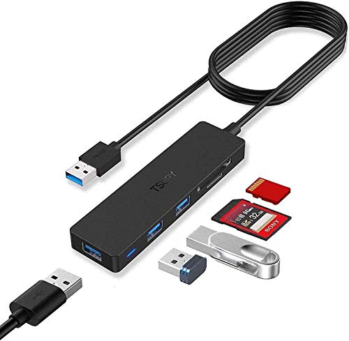 USB Hub 3.0 Splitter, TSUPY USB 3.0 Hub Multi USB Adapter Port Expander with 4ft Cable, SD/TF Card Reader & 3 USB 3.0 Ports Compatible for PC, Laptops, Surface Pro, MacBook, iMac Pro - size: 4 FT