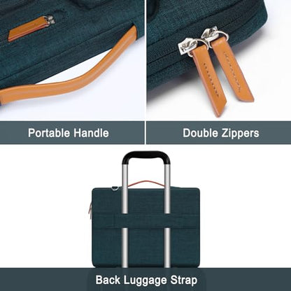 MOSISO 360 Protective Laptop Shoulder Bag,13-13.3 inch Computer Bag Compatible with MacBook Pro 14, HP, Dell, Lenovo, Asus Notebook,Side Open Messenger Bag with 4 Zipper Pockets&Handle, Teal Green - color: Teal Green, size: 13.3 inch