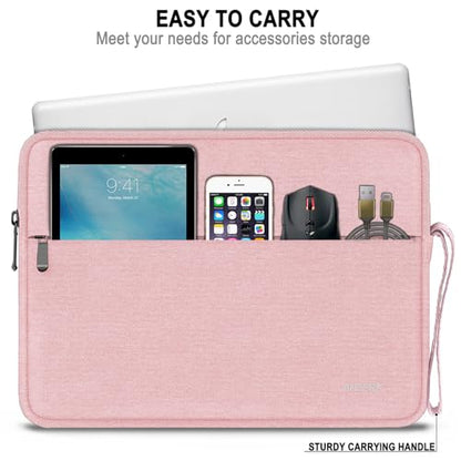 Laptop Sleeve 14 Inch, Water Resistant Traveling Computer Cover with Handle, Shockproof Protective Carrying Laptop Bag Compatible for 14 Inch MacBook Air/Pro, HP, Dell, Lenovo, Pink - color: Pink, size: 14 Inch